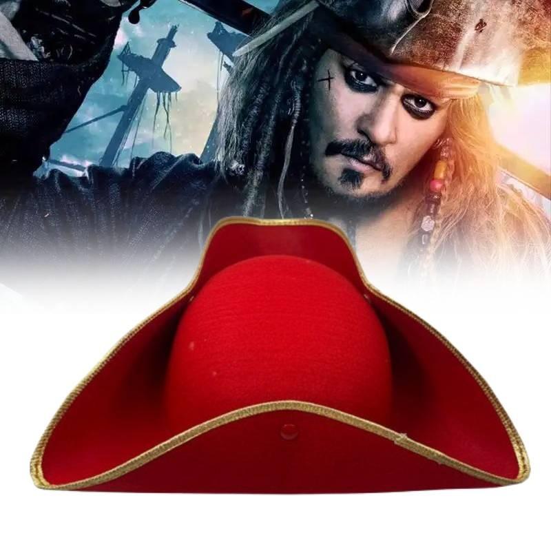 Stylish Red Pirate Captain Hat Cosplay Costume Accessory For Halloween Parties And Events