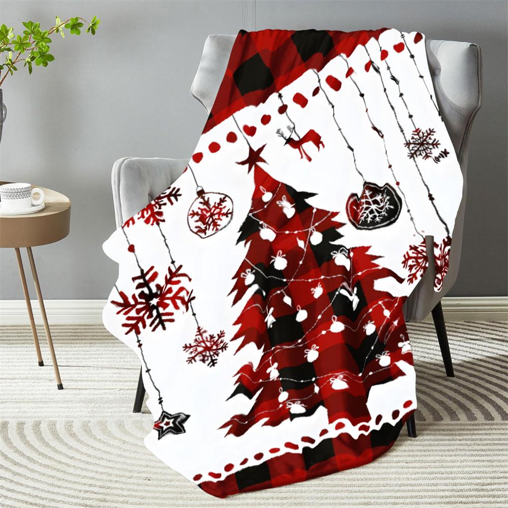 Frohe Weihnachten Decke Weiches Plaid Hirsch Baum Schneeflockenmuster Flanell Überwurfdecke Alle Jahreszeiten für Sofa Bett Zimmerdekor