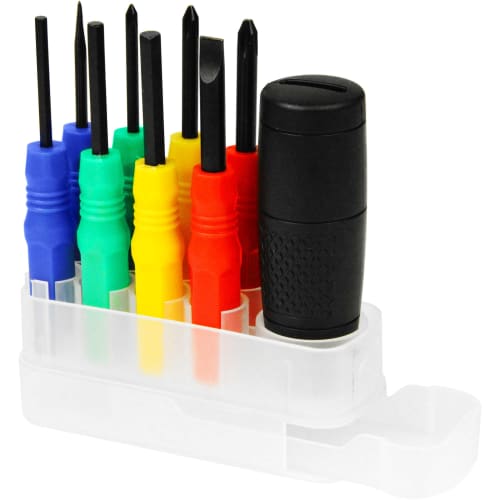 E-Value ED-270 8-Piece Screwdriver Set, Compatible with Hex Socket Screws, with Sliding Storage Case