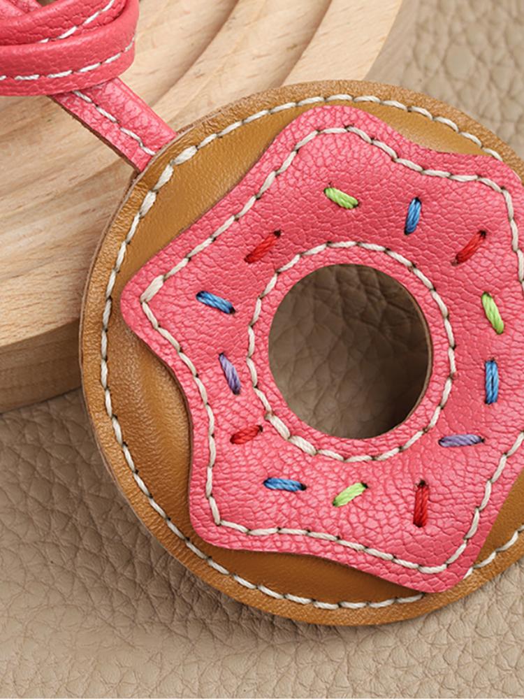 Handmade Donut Bag Pendant Genuine Leather Bags Keychain for Handbags Interesting Stylish Luxury Design Bag Accessories