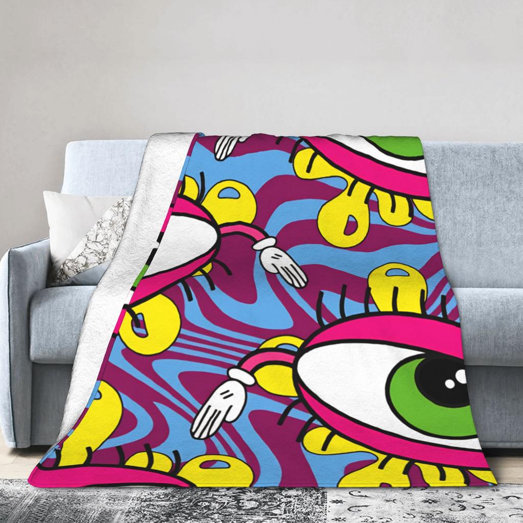 Super Soft Blanket Girls Boys Travel Eye Pattern Throw Blanket  Flannel Bedspread For Home Decor Fashion Sofa Bed Cover