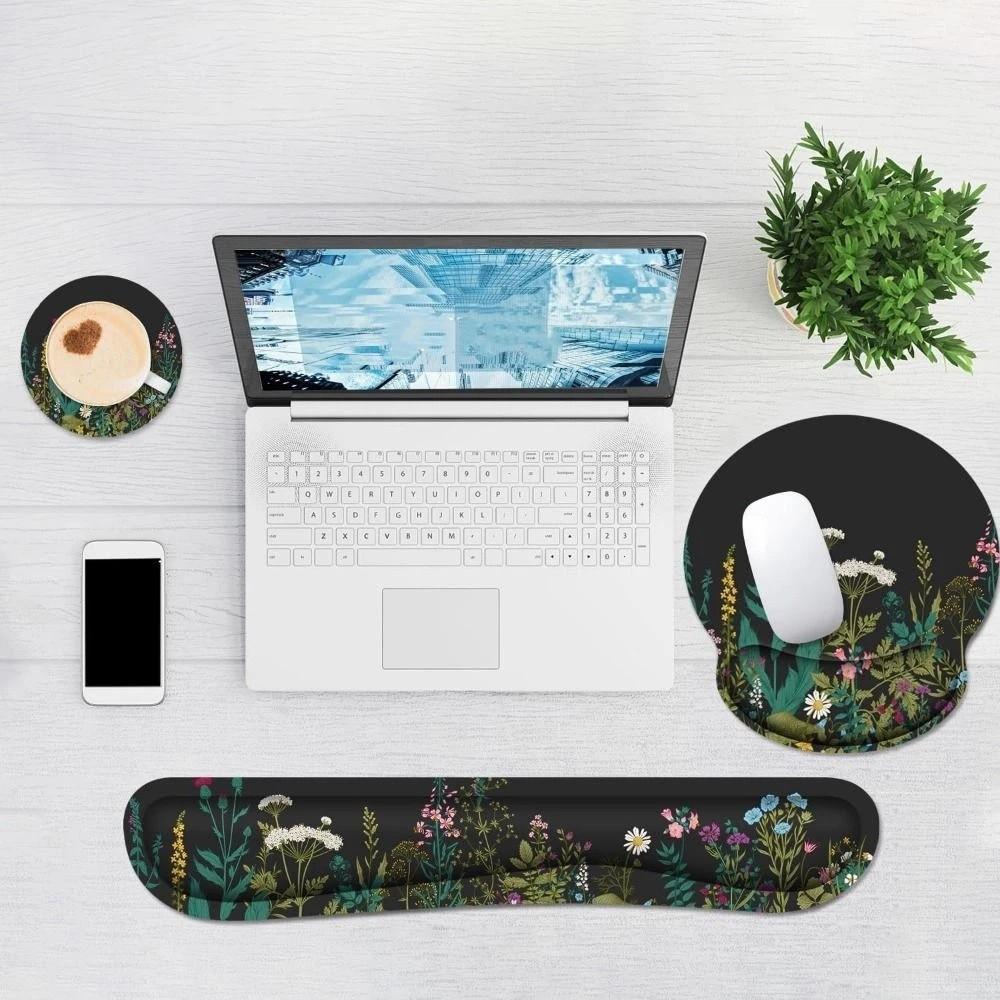 3Pcs/Set Soft Mouse Wrist Support Pad Non-Slip Base Keyboard Hand Cushion Desktop Accessories