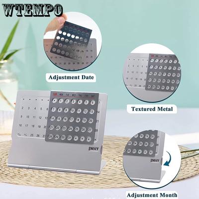 WTEMPO Metal English Desk Calendar DIY Home/Classroom /Store Perpetual Calendar Decorative Craft Gift Unlimited Years To Use