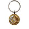 Gold And Fish-shaped Round Glass Alloy Keychain