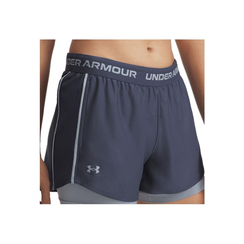 Under Armour Tech Play Up Comfortable Versatile Two-In-One Sports Shorts Women Shorts Storm-Gray 1389895-044