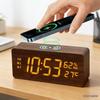 Creative 15W Wireless Charging LED Alarm Clock with Temperature & Humidity Display, Silent Rechargeable Bedside Clock