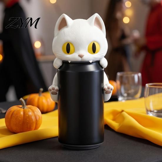 Funny Gadget for Friends 3D Printed Bat Can Holder, Cartoon Vampire Cat Stand Practical Beverage Holder Standard Soda Cans, Halloween Desktop