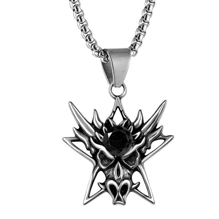 Golden Horn Prajna Pendant, Men'S Ghost Mask Necklace Halloween Gift