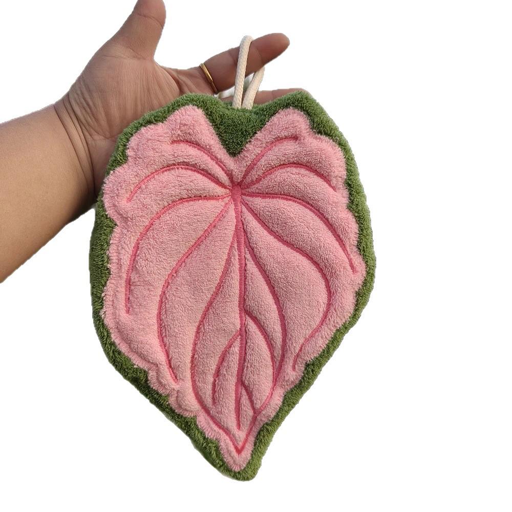Plant Leaf Hanging Hand Towel for Kitchen and Bathroom