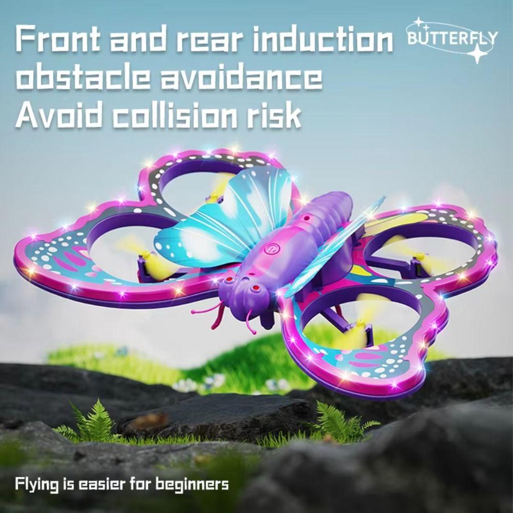 Gravity Sensing Remote Control Aircraft V40 Glitter Mini Plane Toy Butterfly Quadcopter Kids Toy