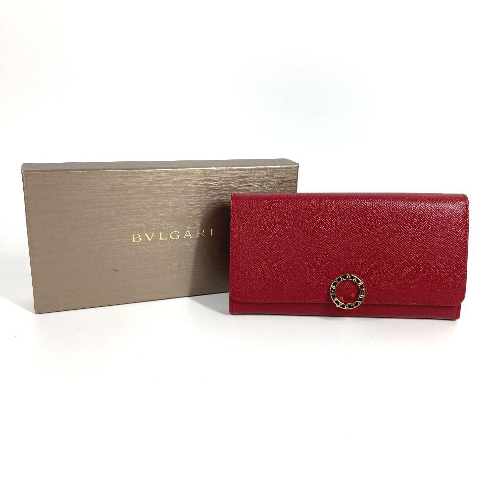 BVLGARI Bulgari Bulgari Logo Clip Bi-fold flap Long Wallet Leather Red