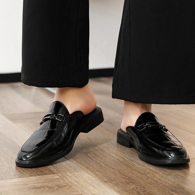 Skórzane Półbuty Męskie Mule Bez pięty Loafers Kapcie Odkryte z tyłu Buty Codzienne Outdoor Męskie Klapki Sandały Wsuwane Baleriny 2025