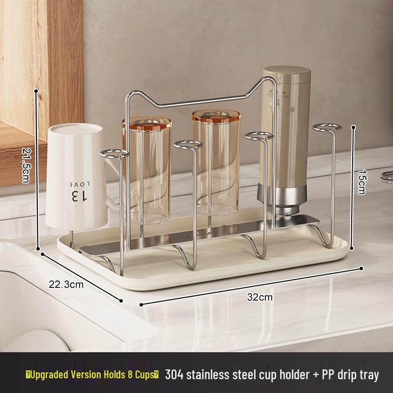 Stainless Steel Rotating Cup Holder & Draining Rack for Countertop