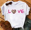 Women's Round Neck White Short-sleeved T-shirt Fashion Printed Valentine's Day Base Shirt Aesthetic Clothes Summer Polyester