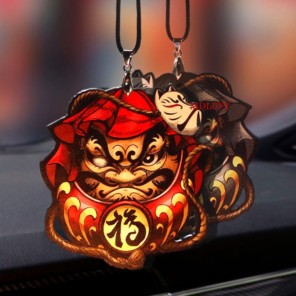MDLUFY Daruma Car Hanging Daruma Necklace Car Car Car Mirror Entryway Ornament Pendant, Ornament, Pendant, Charm, Ornament, Bodhidharma, Decoration,