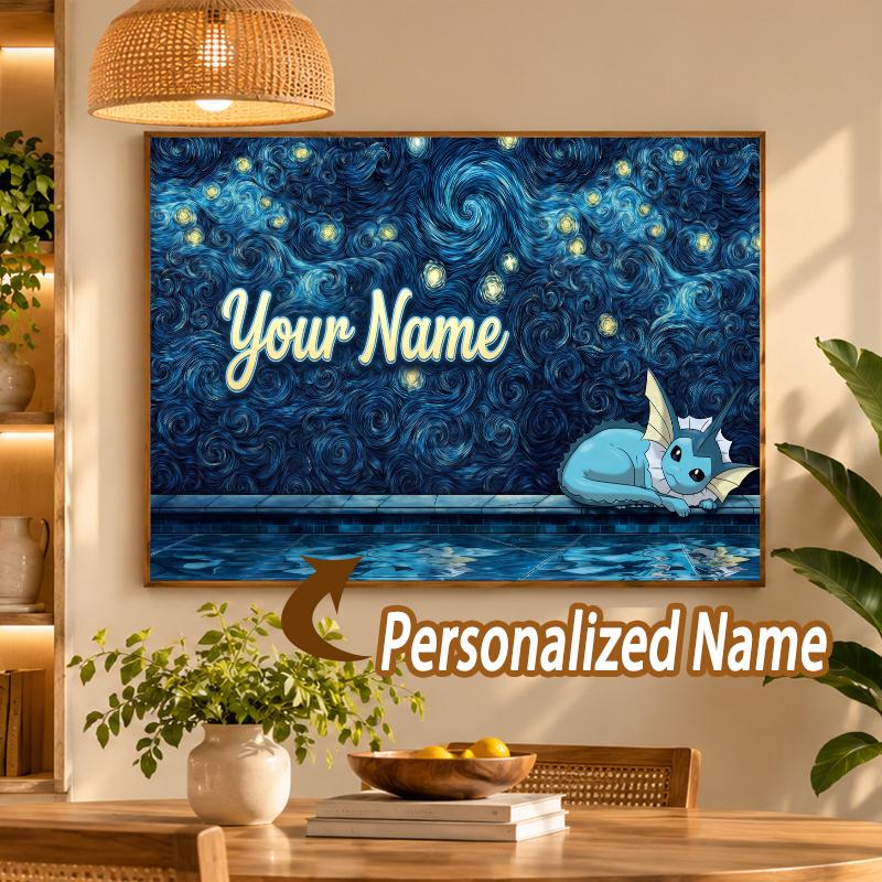 Vaporeon Custom Name Diamond Painting Personalized 5D Full Drill DIY Diamond Art Home Decor