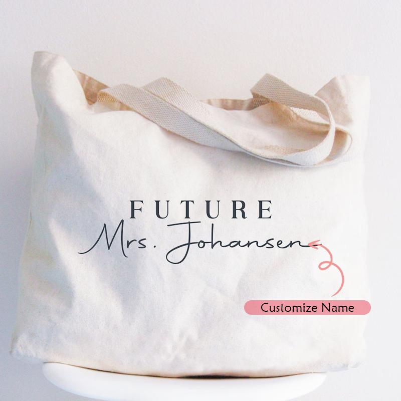 Personalized Name Future Mrs Tote Bags Custom Wedding Engagement Bachelorette Party Bridal Shower Decorations Bride To Be Gifts 34x42cm