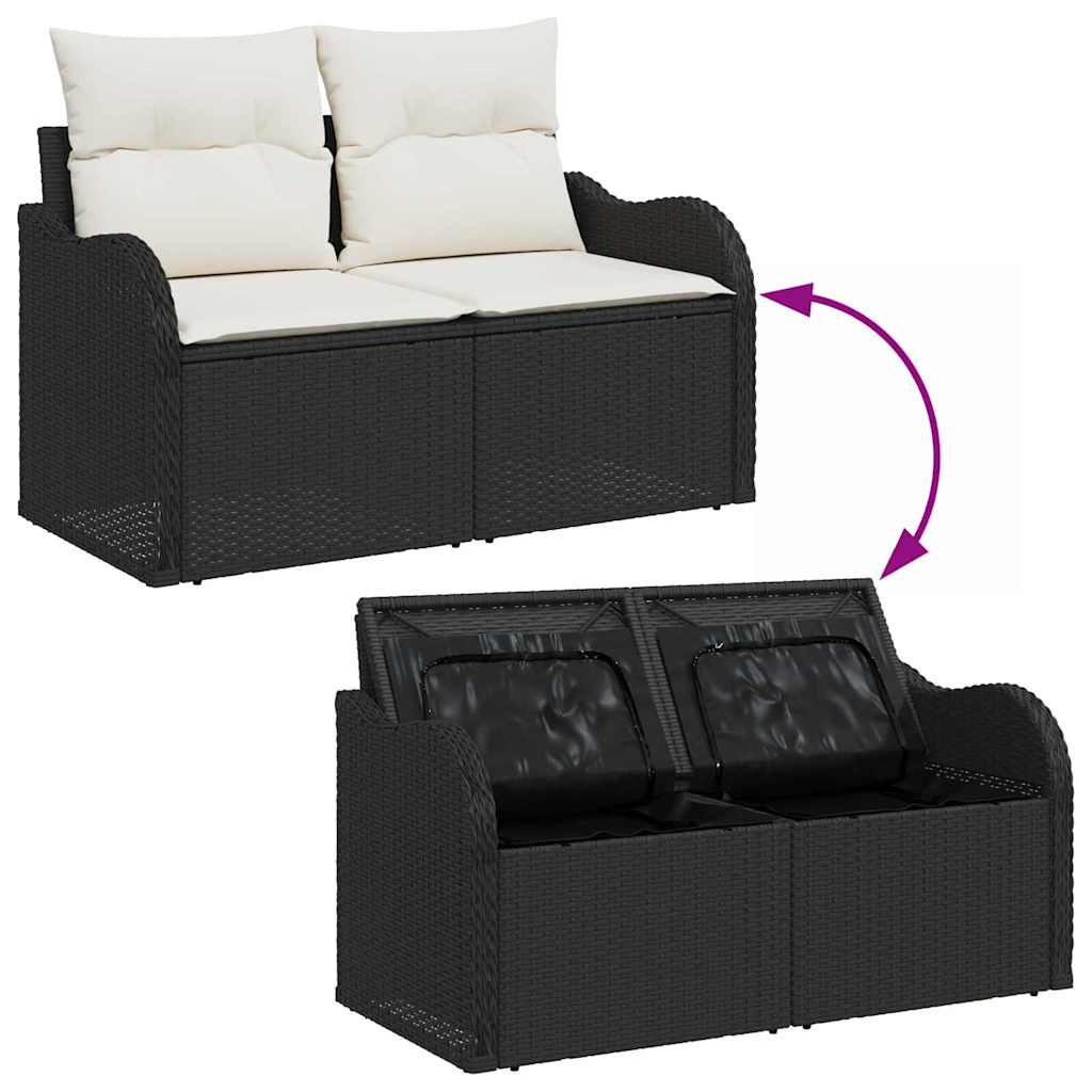 Garden Sofa Set with Cushions 8 pcs Black Poly Rattan