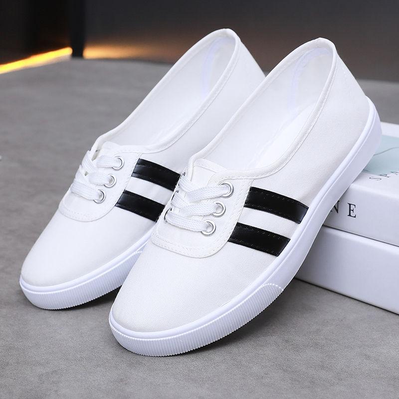 Large Size Canvas Shoes Women Spring and Summer Cloth Shoes Student Leisure Sports White Shoes Women