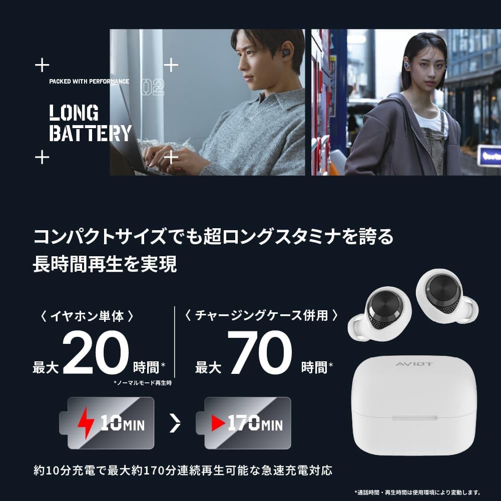 AVIOT True Wireless Bluetooth Up to 70 Hours of Adaptive Noise 3D Spatial Wireless Waterproof and Dustproof Lightweight Ambient Sound Capture Low