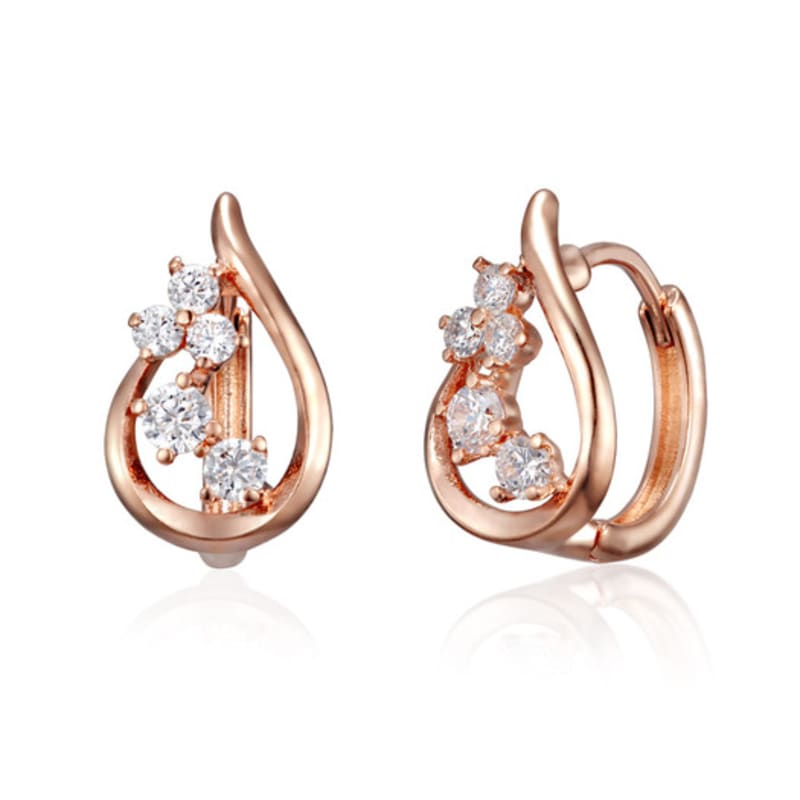 ELLE Jewelry 14K GF Water Drop One-Touch Cubic Zirconia Earrings ELGPEE548