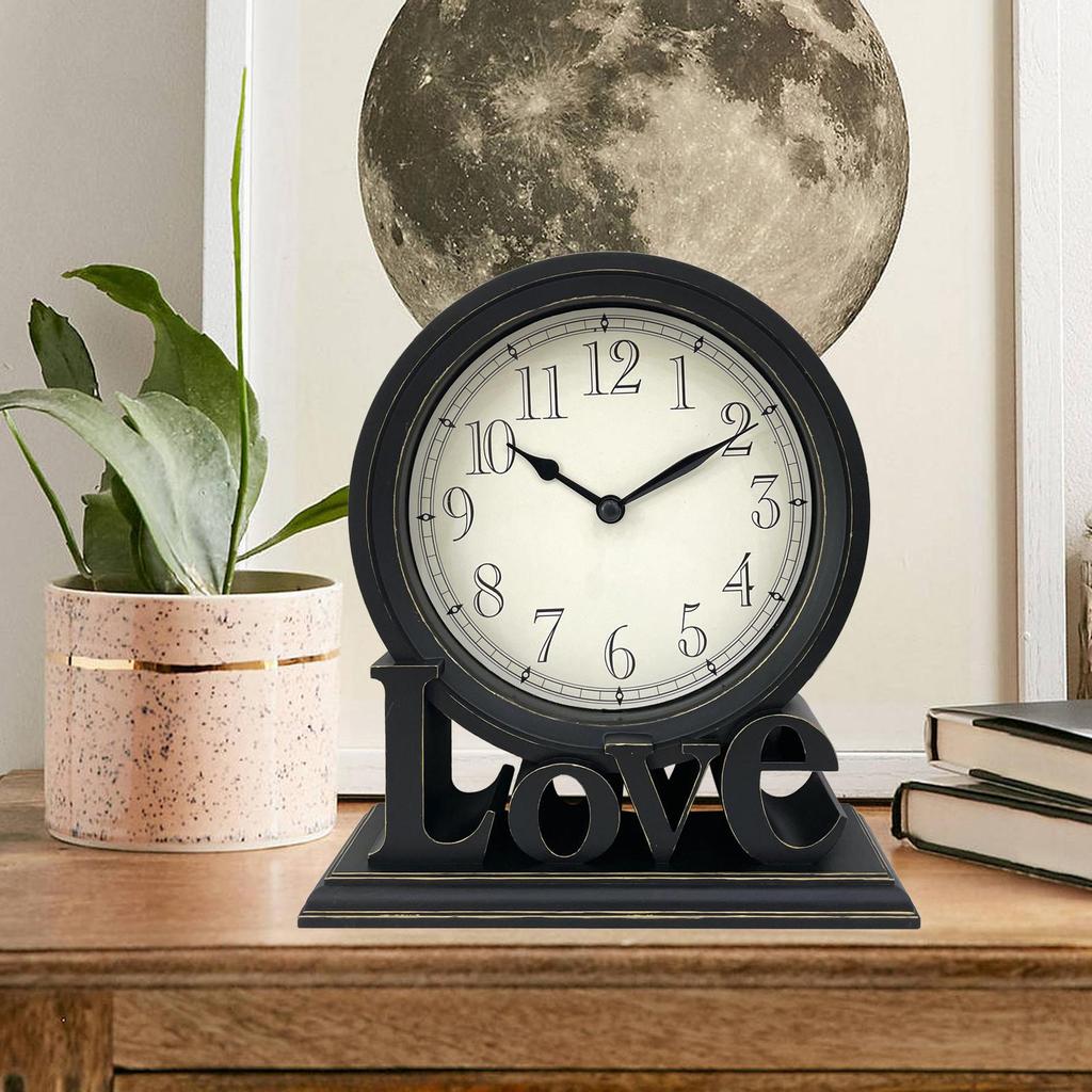 Desk Clock Non Ticking European Style Super Silent Decorative Table Clock Retro for Table Bedroom Indoor Room Decor Desktop