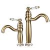 Brushed Gold Bathroom Faucet Antique Basin Faucet Chrome Sink Mixer Tap Hot & Cold Deck Mounted Lavatory Crane Water Tap Black