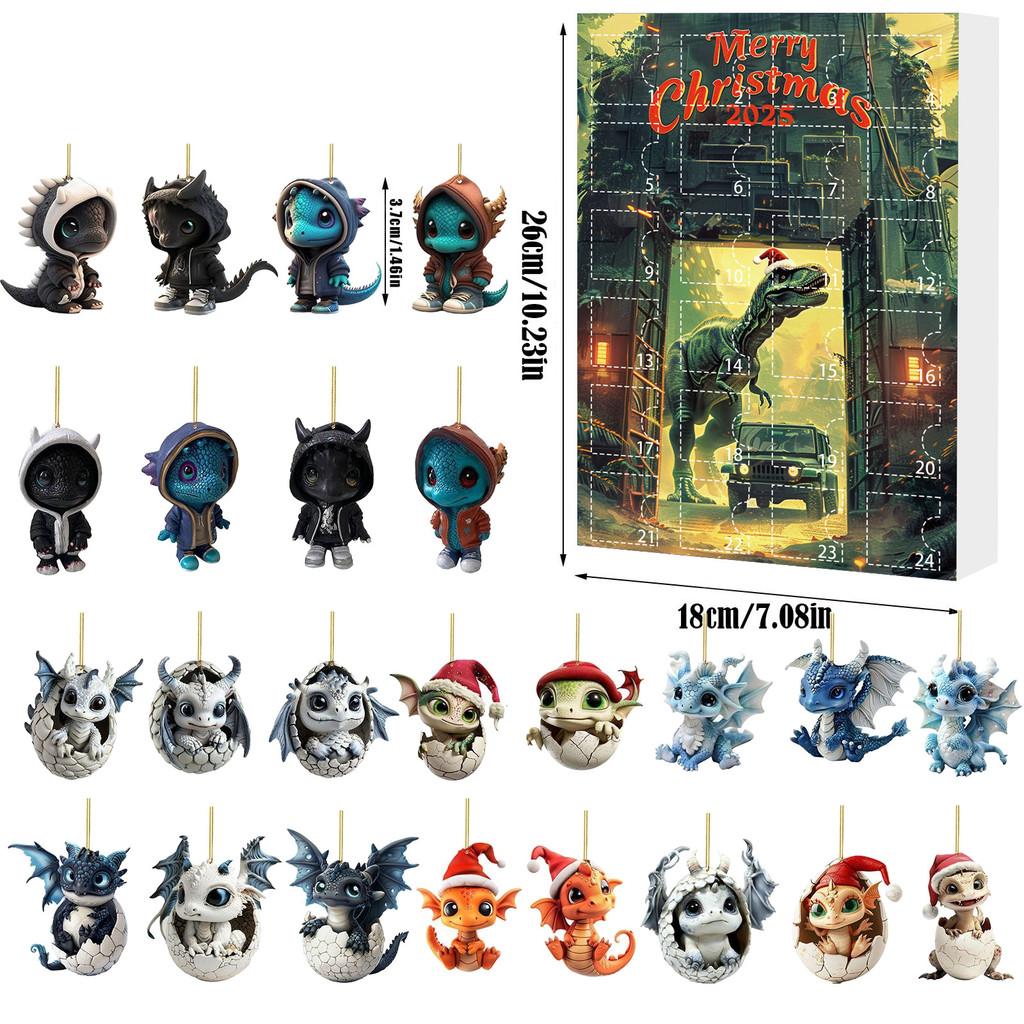 Christmas Countdown Blind Box Mini Acrylic Dragon Baby Hanging Decor For Holiday Gift Giving
