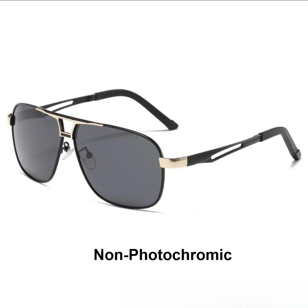 Men Pochromic Sunglasses Aluminum Magnesium Material Spring Hinge Sun Glasses Driving Cycling Fishing Day Night Use