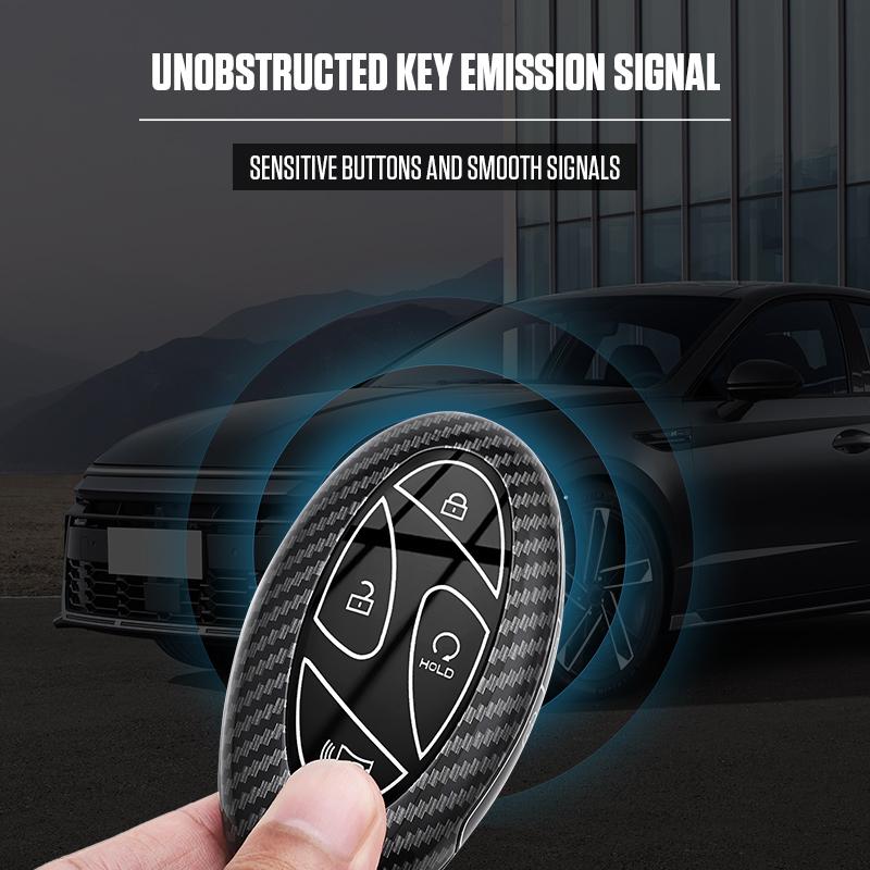 Car ABS TPU Key Case Cover Holder Buckle For Hyundai Ionic 6 Grandeur GN7 Kona Ev New Grand Prix 5/7Buttons Key Shell Decoration