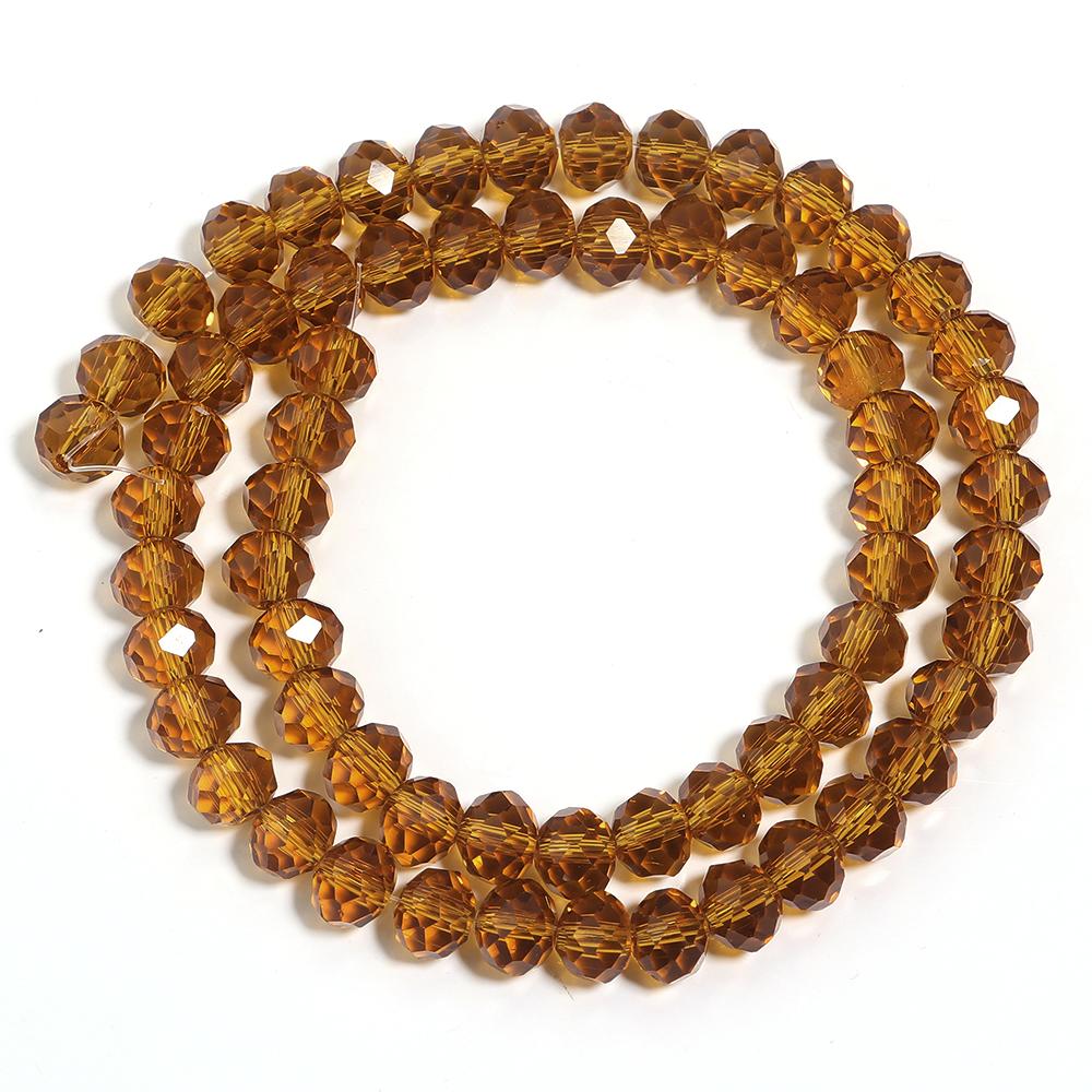 1 Strand Faceted Crystal Glass Beads Brown Loose Spacer Beads For Jewelry Making DIY Bracelet Necklace Accessories 3/4/6/8/10mm