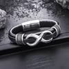 8-character leather braided bracelet with unique retro style stainless steel clasp jewelry for both men and women