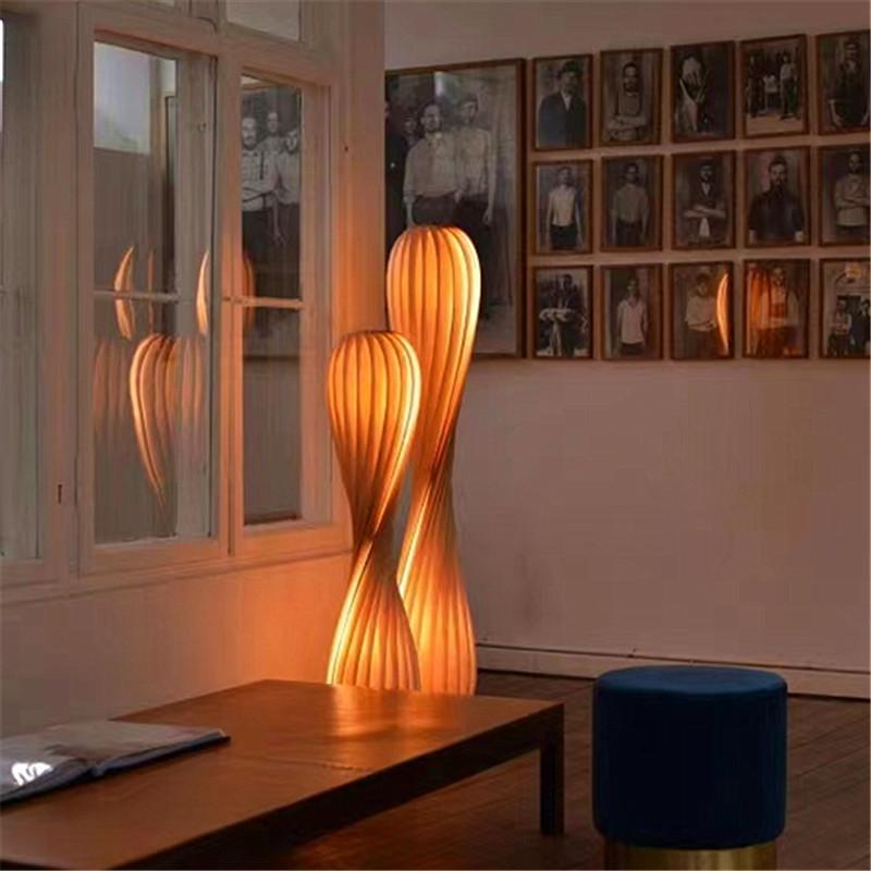 Wabi Sabi Tall Wood Floor Lamp Retro Japanese Grass Skirt Light Living Room Bedroom Designer Simple Sofa Corner Standing Lamp