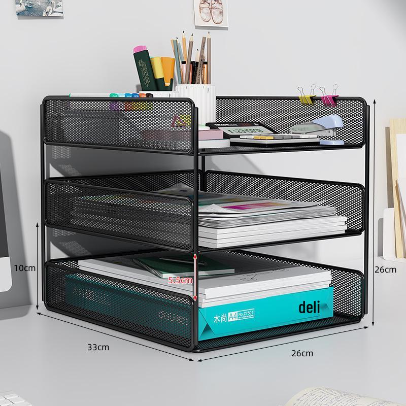 Multilayer Desktop Organizer: File Storage Rack & Office Supplies Set