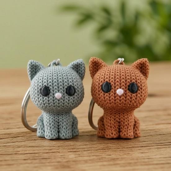 Keychain Pendant 3D Crochet Key Chain Cat Charm Mini