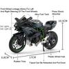 1:12 Kawasaki 400 H2r S1000rr Model Motorcycle Toys Alloy Diecast Car Front Wheel Steering With Light Motorbike Toy For Kid Gift