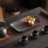 Handmade Gilt Glaze Rectangular Tea Tray Vintage Handle Tea Board Household Dishes for Serving Tableware Supplies Decoration