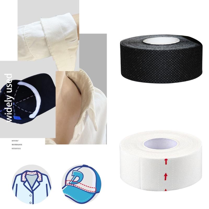 1 Roll Hat Sweat Liners Shirt Collar Sweat Protectors Non-Woven Fabric Self-Adhesive Invisible Breathable Sweat Pad