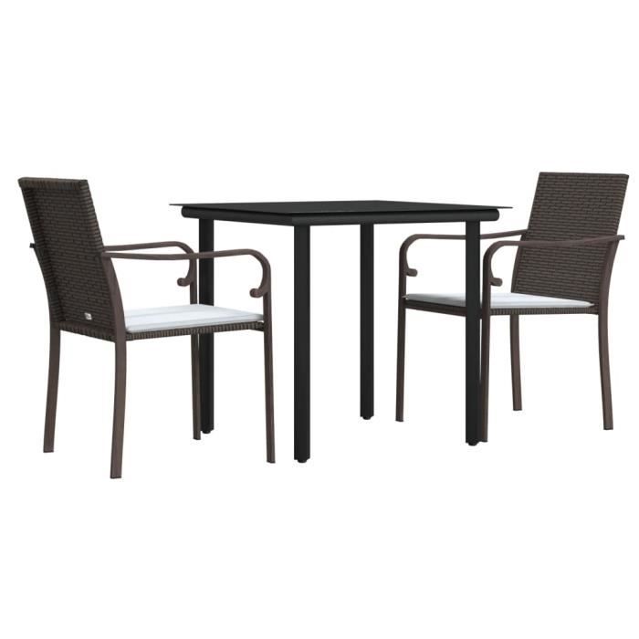 VidaXL Ensemble à manger de jardin 3 pcs coussins résine tressée acier 3186953