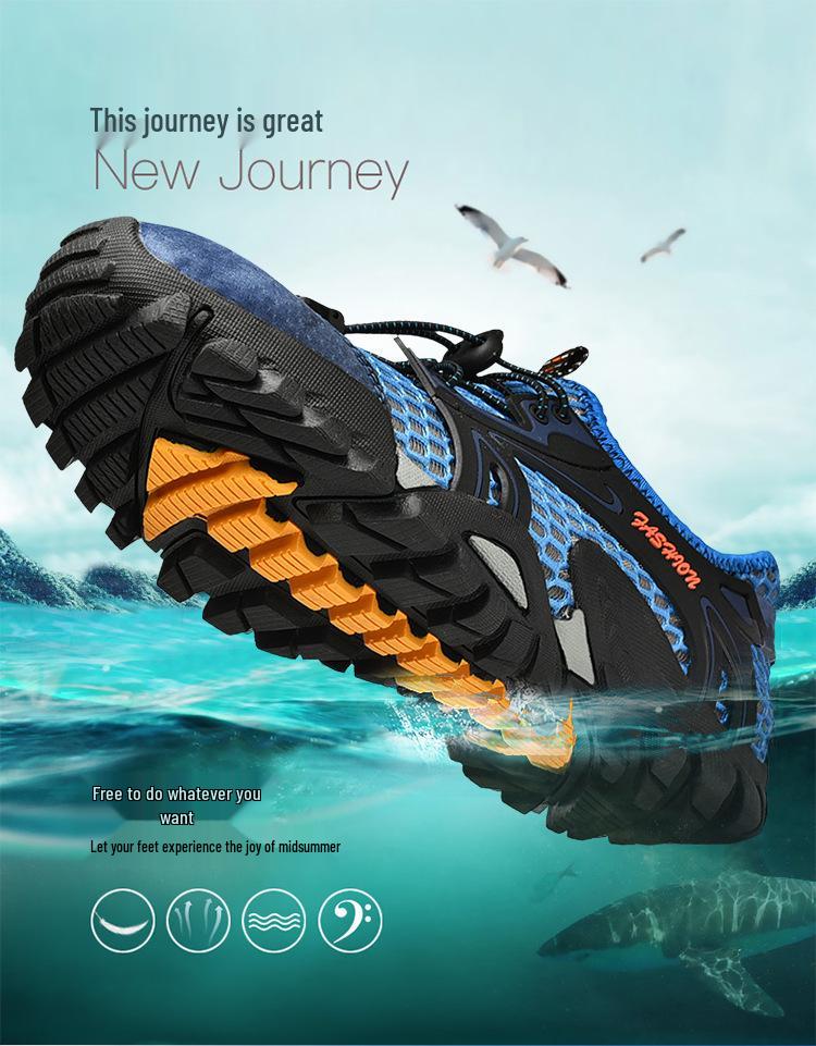 Men's Flyknit Mesh Outdoor Hiking and Wading Shoes with Thick Sole