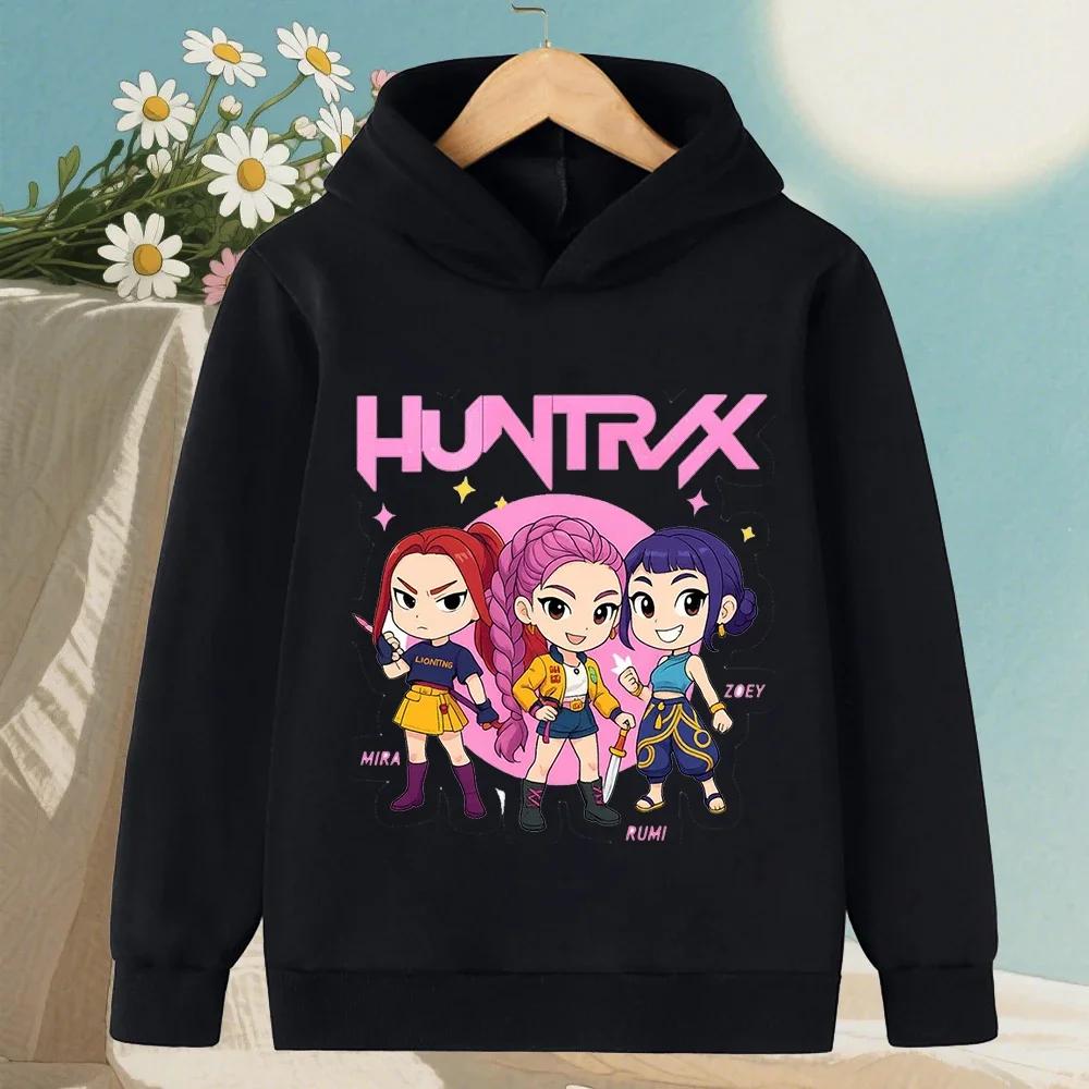 2025 New Autumn/Winter KPop Devil Hunter Cartoon Printed Girls' Hoodie Warm Children's Fashion Casual Children's Clothing Top