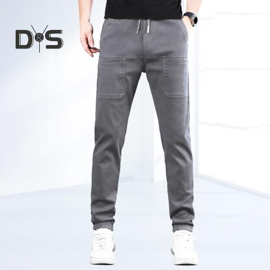 Sommar Vår Is-Silkesbyxor 6 Fickor Patchwork Plus Size Raka Byxor Enfärgad Vattentät Elastisk Midja Vardagsbyxor för Arbete Skola Resor