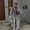 Thick Women's Winter Artificial Fur Jacket Furry Collar Oversized Eco Fur Coat For Female Follr Length Warm Lady Mink Fur Coat