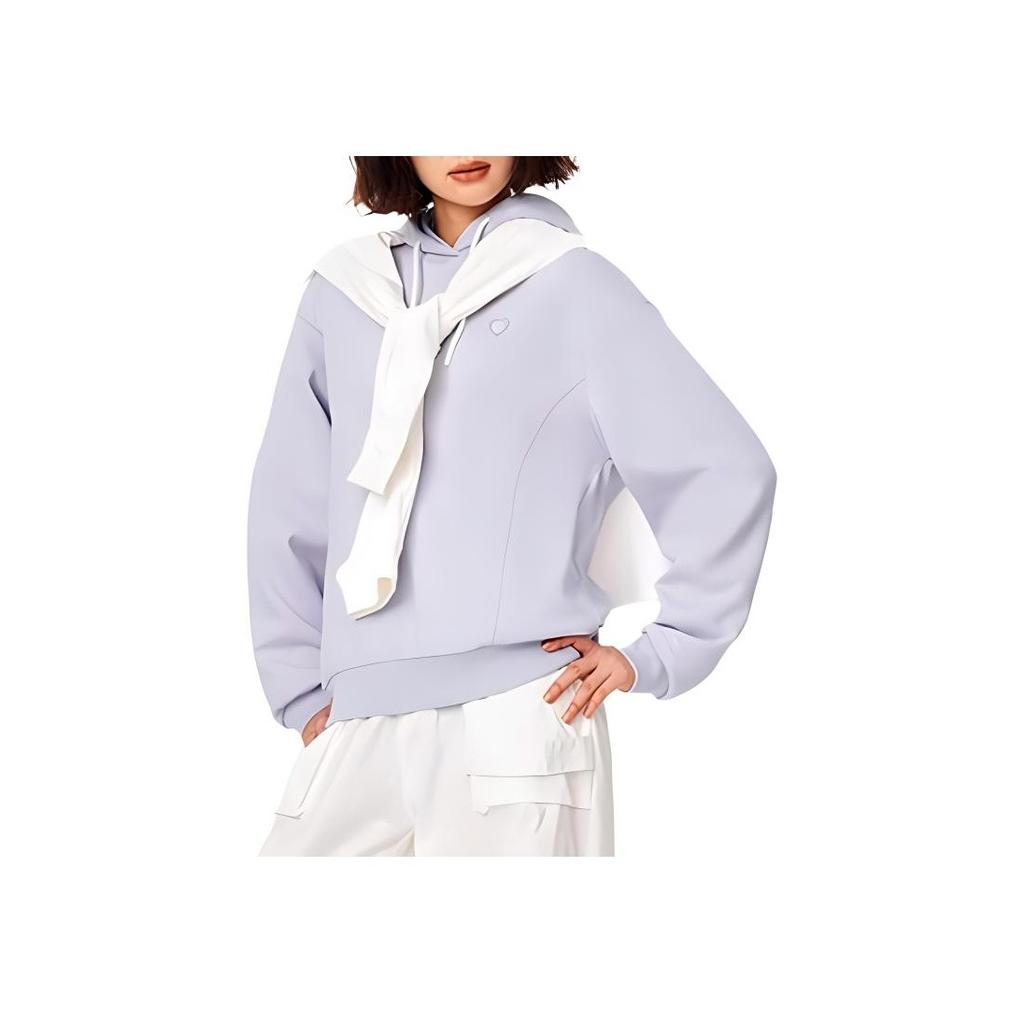 Li Ning Sports Lifestyle Series Hooded Loose Pullover Sweatshirt Women Sweatshirt Sea-Salt-Purple AWDU596-1