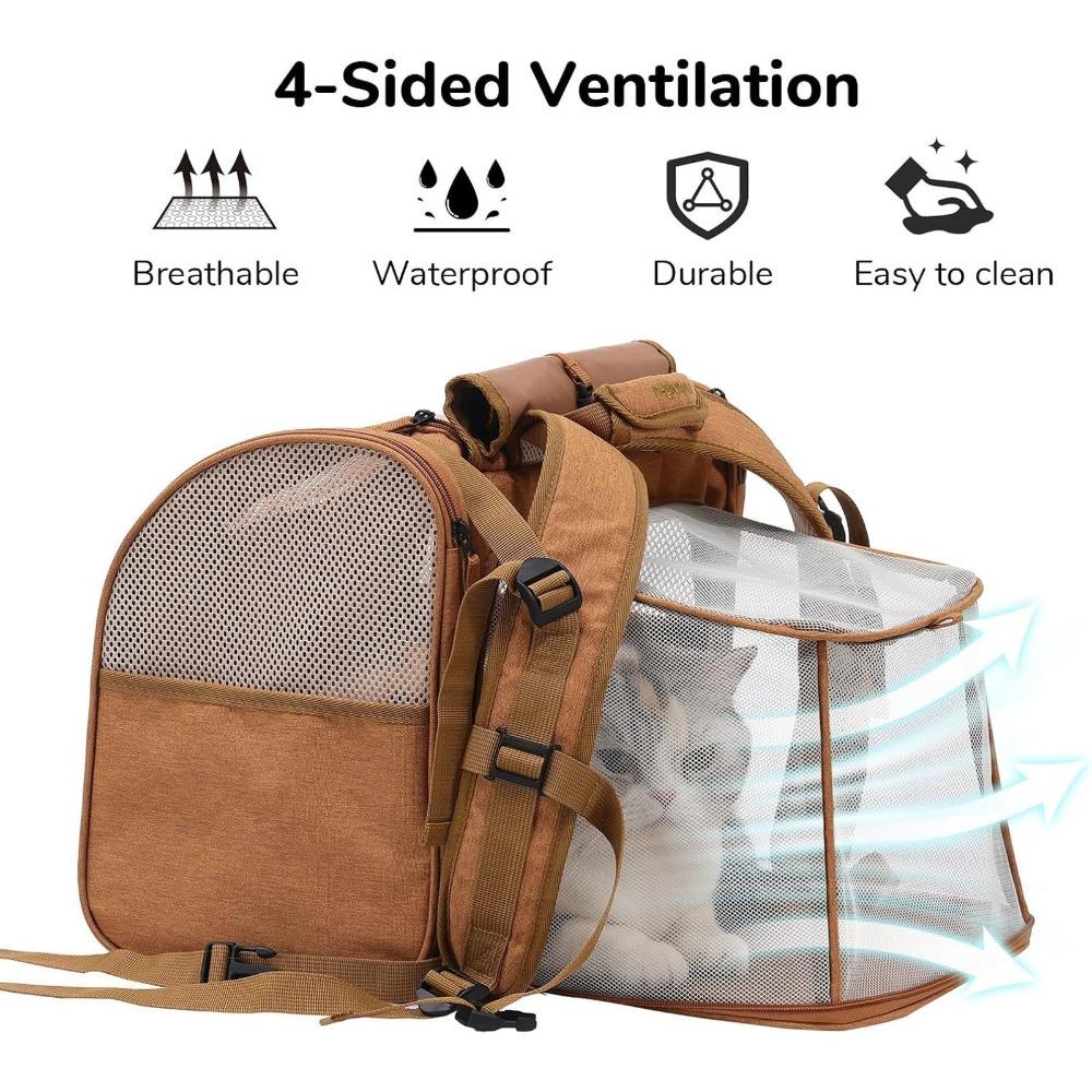 

Breathable Cat Backpack Oxford Fabric Cat Carrier Handbag For Travel & Outdoor коричневий