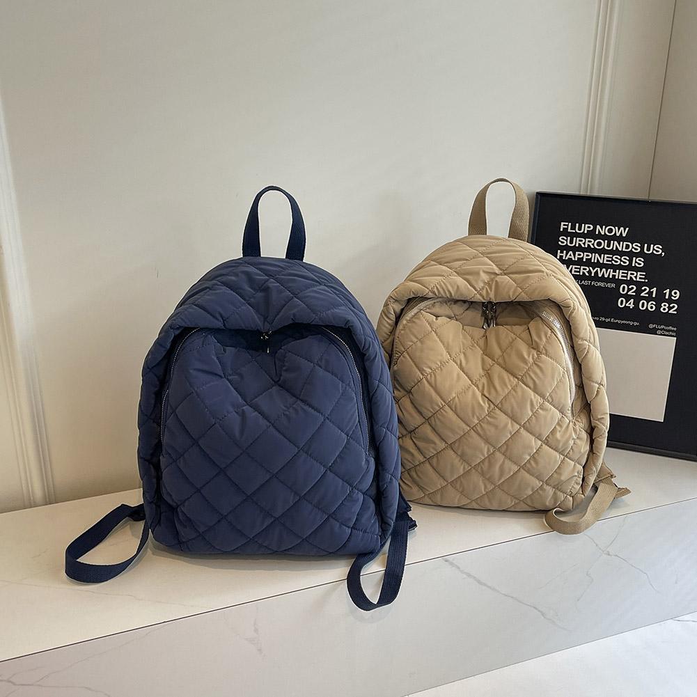 For Women Men Quilted Bag Adjustable Strap Laptop Backpack Zipper Rucksack Travel Daypack Student School Bag Cute Backpack