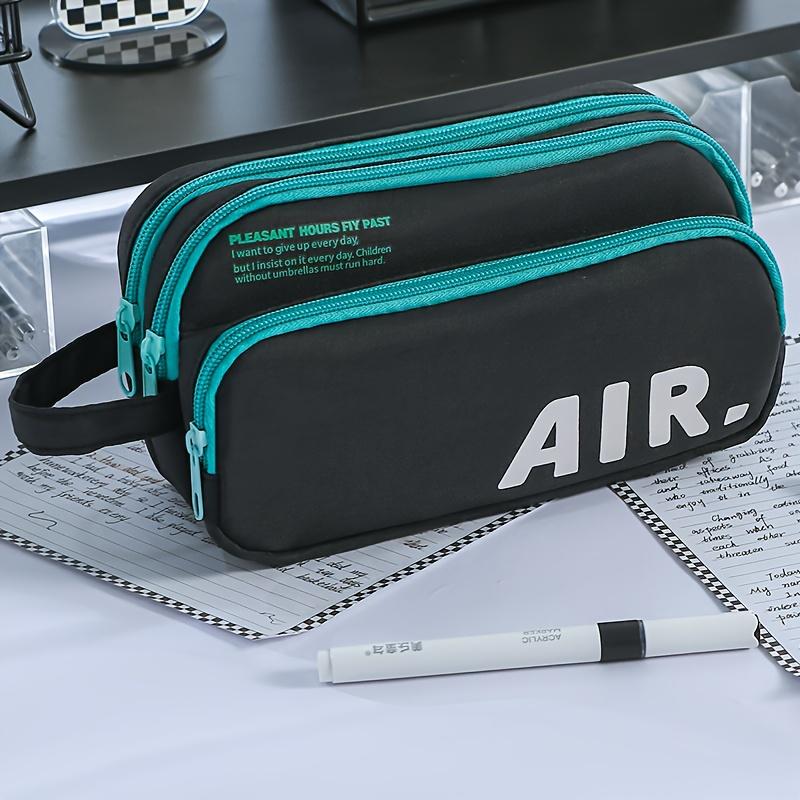 1pcs Slogan Fighting 3-Layer Large Capacity Pencil Case Portable Handle Durable Color Pen Bag Dirty Resistant Pouch A3210