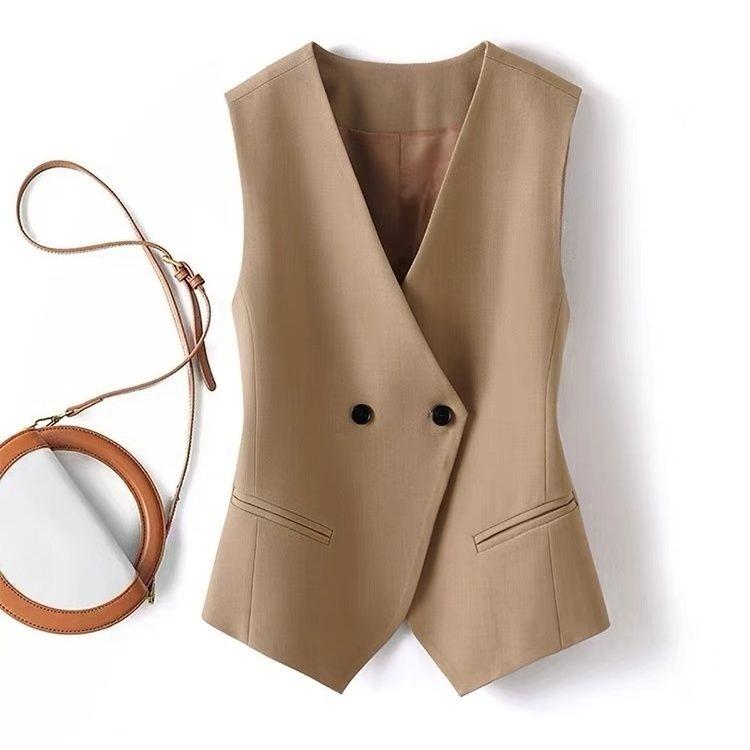 Elegant Slim Fit Women Suit Vest Spring Autumn Short Waistcoat Stylish Outerwear Fashion