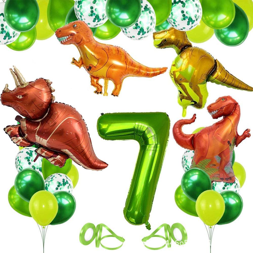 Dinosaur 1 -9 Years Old Birthday Party Balloon Background Decoration Number Set Birthday Number Balloon Set Green 