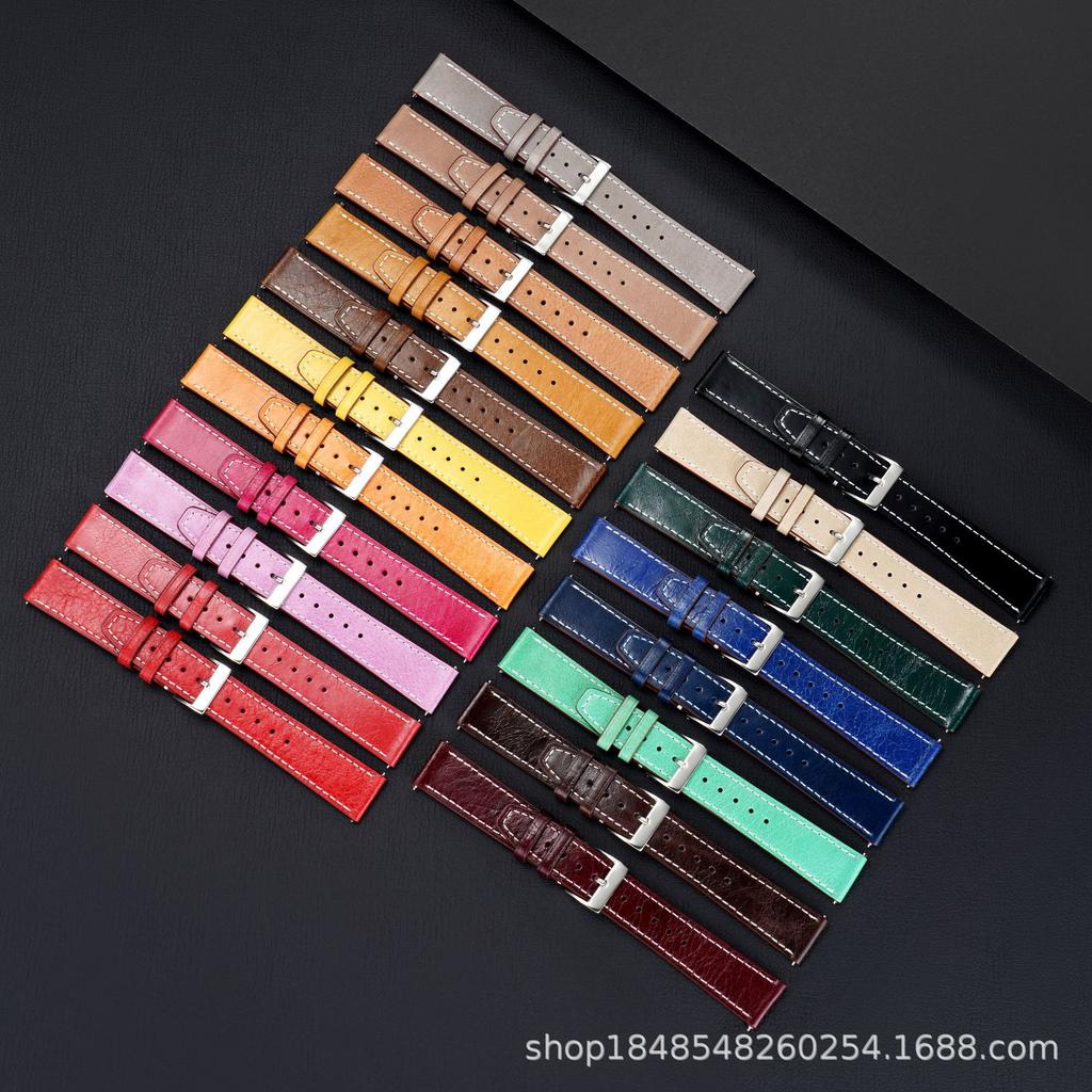 High-End First-Layer Leather Strap, Suitable For 20Mm22Mm Unisex Multi-Color Square Tail Leather Watch Strap Chain